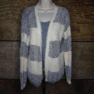 Pink Rose Medium Open Front Fuzzy Cardigan Sweater